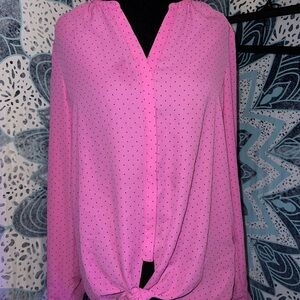 Dana Buchman Fuchsia Blouse with Black Dots